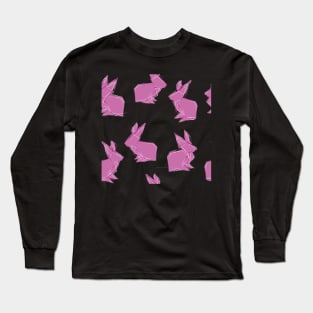 Pink Origami Rabbit Long Sleeve T-Shirt